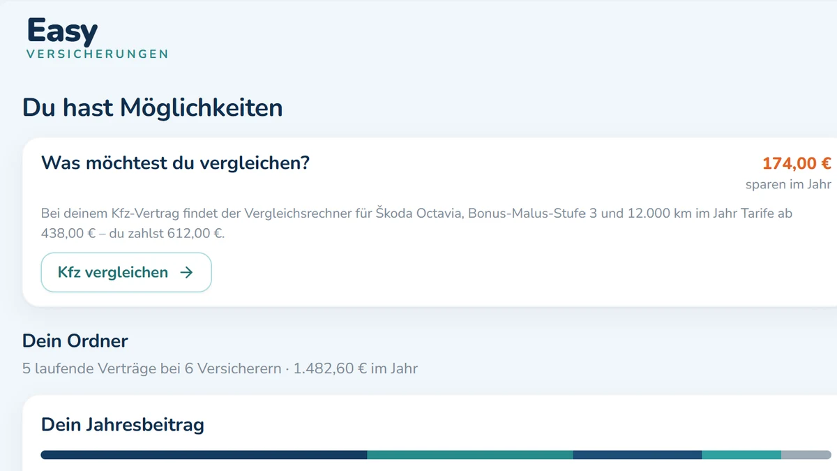 Easy Versicherungen · Screenshot